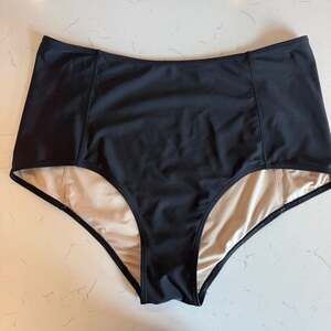 Kortni Jeane Solid Black High-Waisted Swim Bikini Bottoms xl